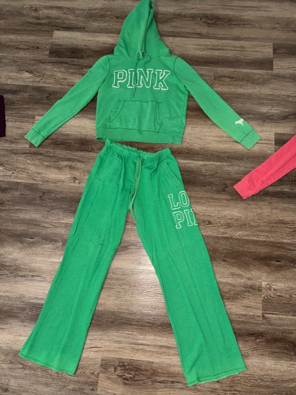 PINK Victoria's Secret Green Hoodie & Sweatpants Set